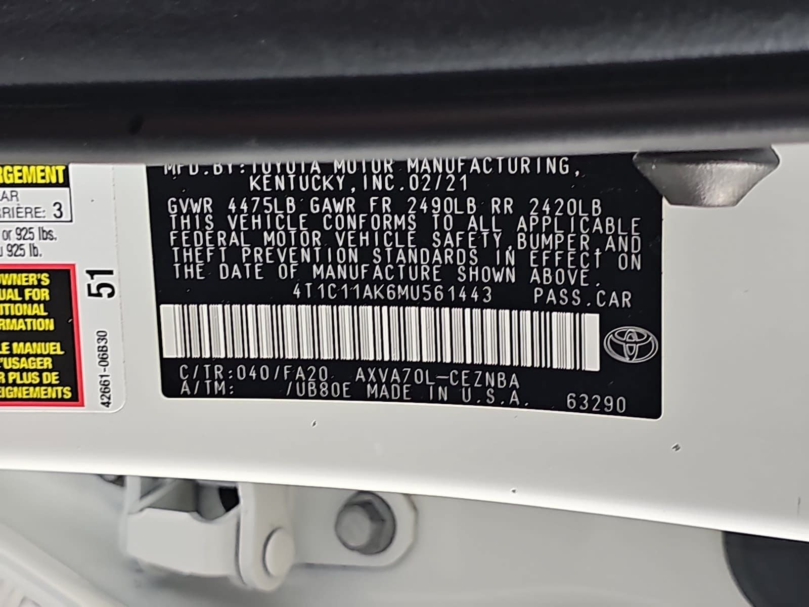 2021 Toyota Camry LE