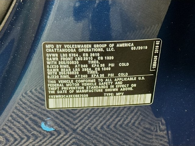 2019 Volkswagen Atlas 3.6L V6 SE w/Technology